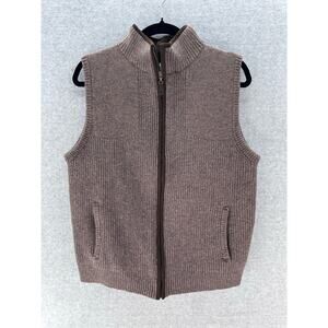 L.L. Bean Men’s sz M* (see desc.) Brown Merino Wool Zip Up Vest Pockets Classic